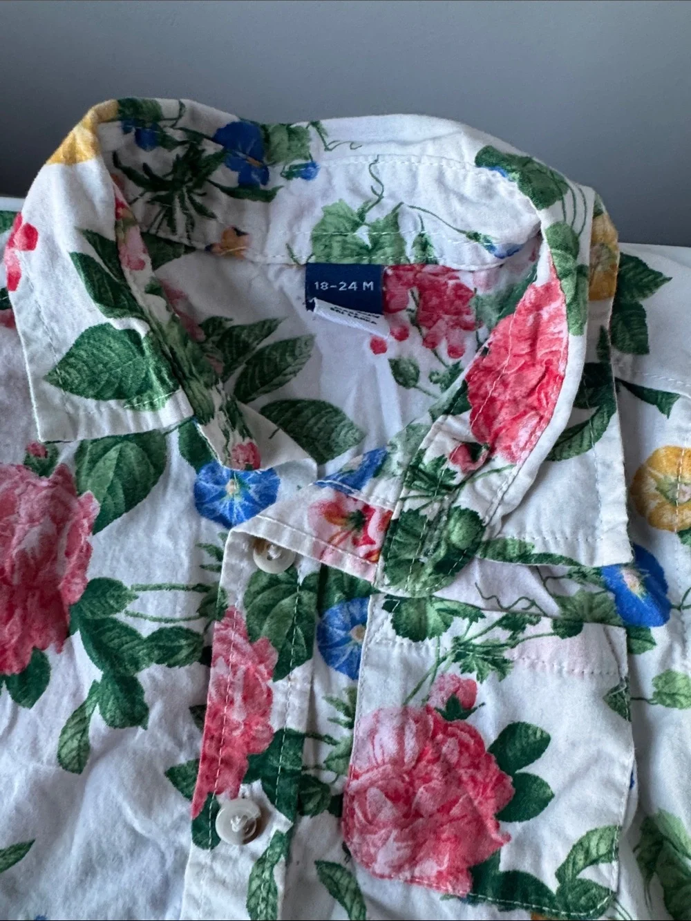 Old Navy White Floral Button-Down Shirt for Kids